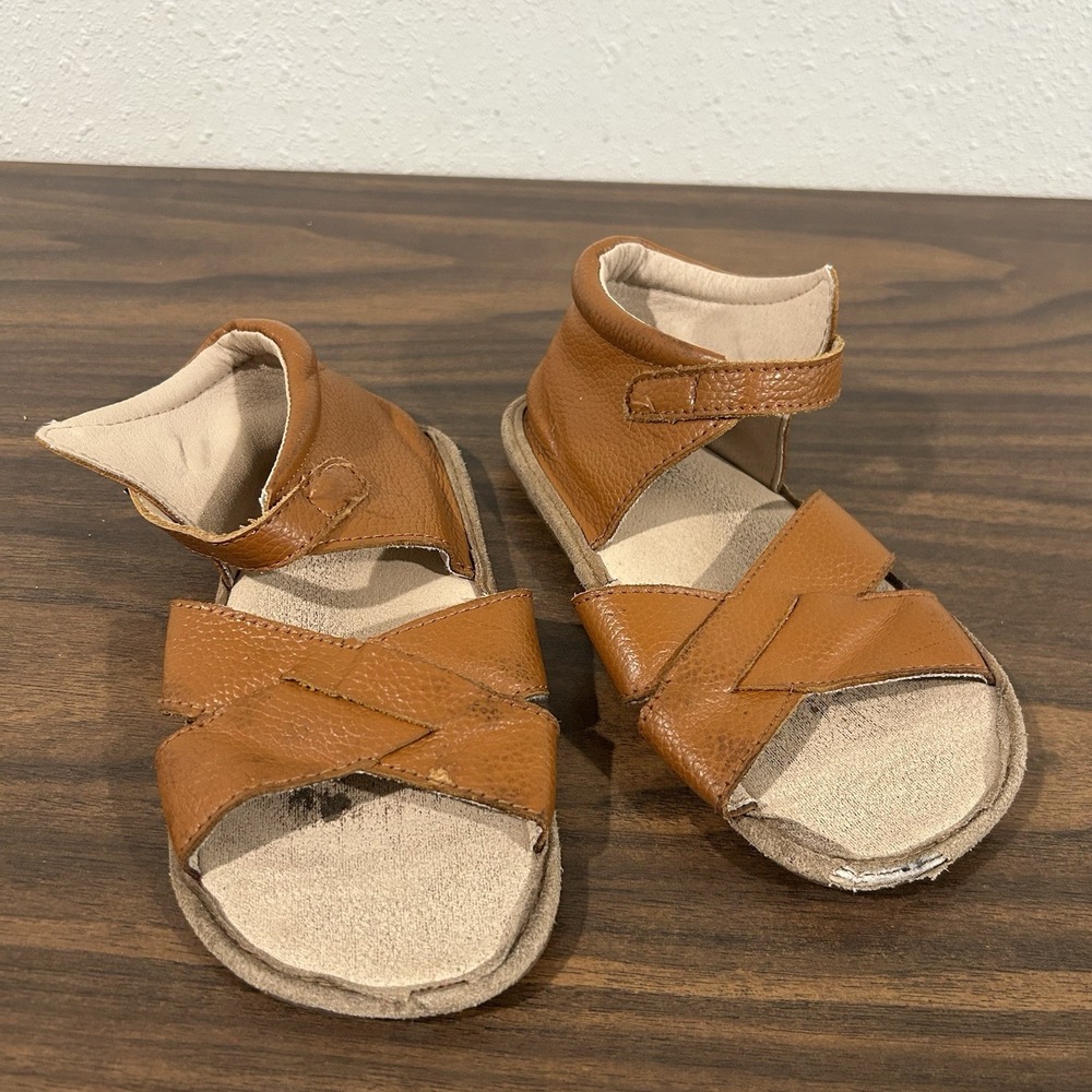 Little Love Bug Girls Sebby Sandals Size 13 Barefoot Brown Leather Wide Toe Box